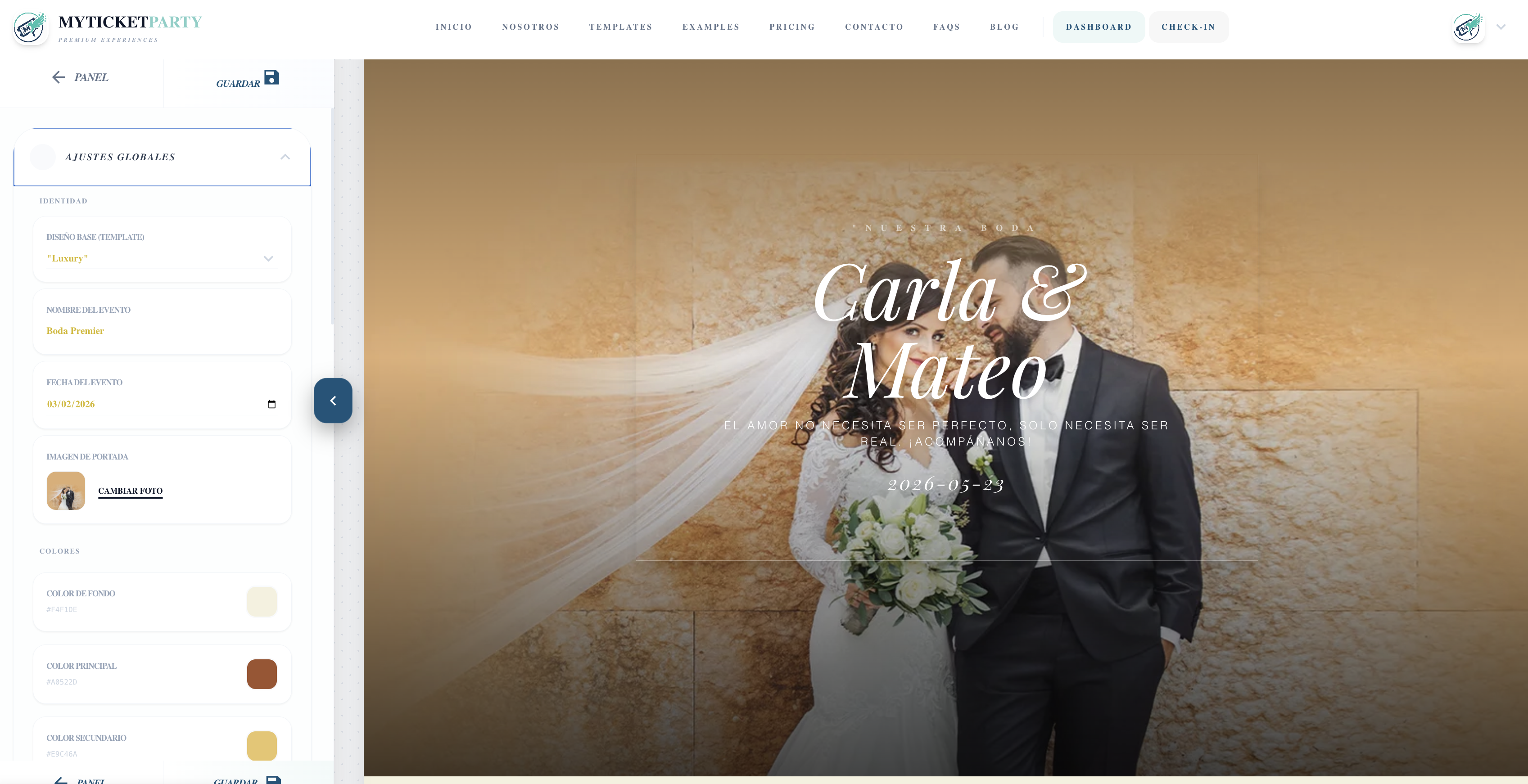 Dashboard Invitación